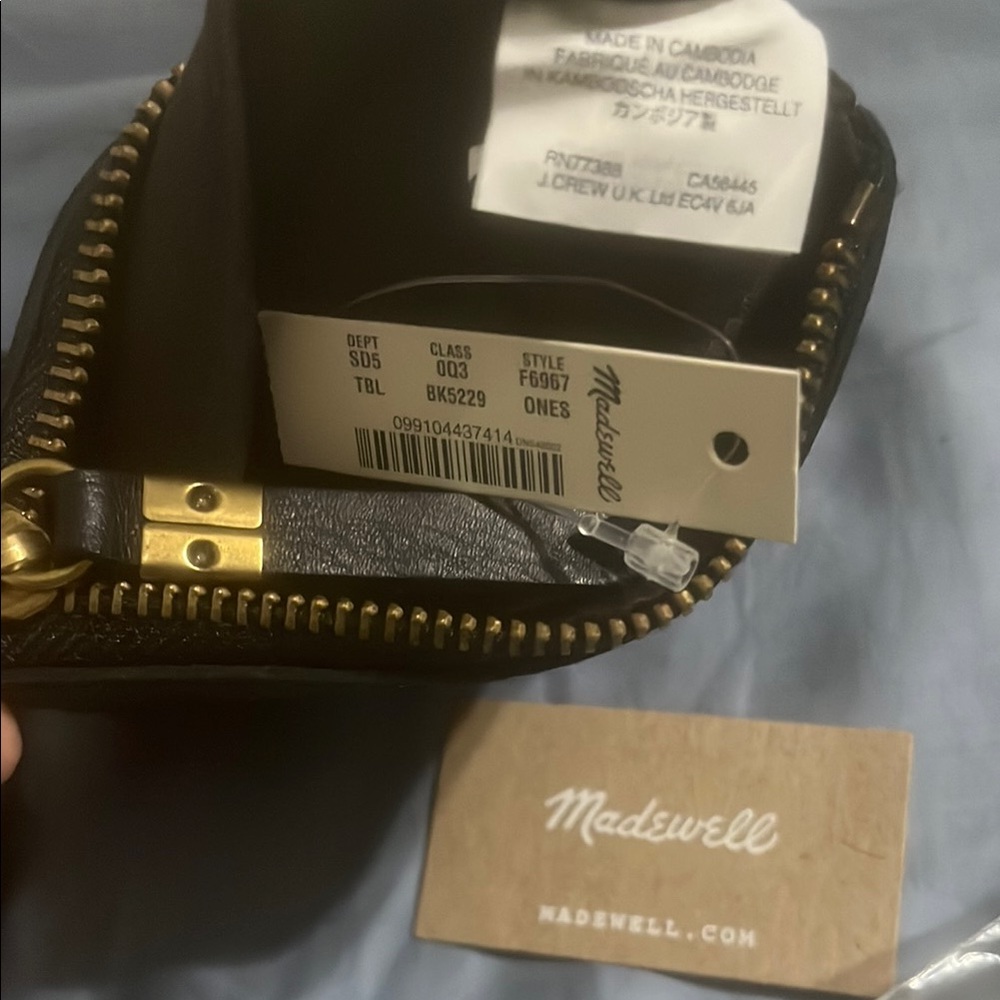 Madewell NEW zipper pocket pouch 4 x 5 100% leather cotton Made Cambodia - Picture 4 of 8